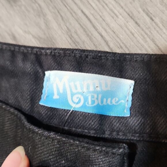 Black Mumu Wide Raw High Waisted Hem Cropped Jeans - Picture 7 of 12